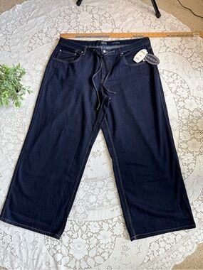 Scoop Women's‎ Wide-Leg Relaxed Low Slung Jeans - Dark Indigo Oversized 16W Plus